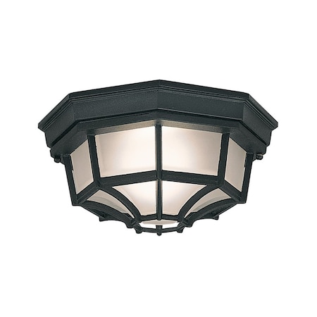 Designers Fountain Parsons 1-Light Black Outdoor Flush Mount Light with Frosted Glass Shade 2067-BK